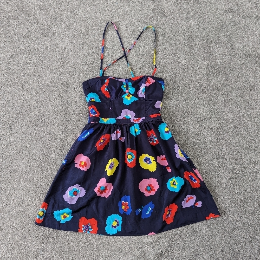 American Eagle Outfitters Women's Floral Navy Blue Spring Summer Dress Size 0